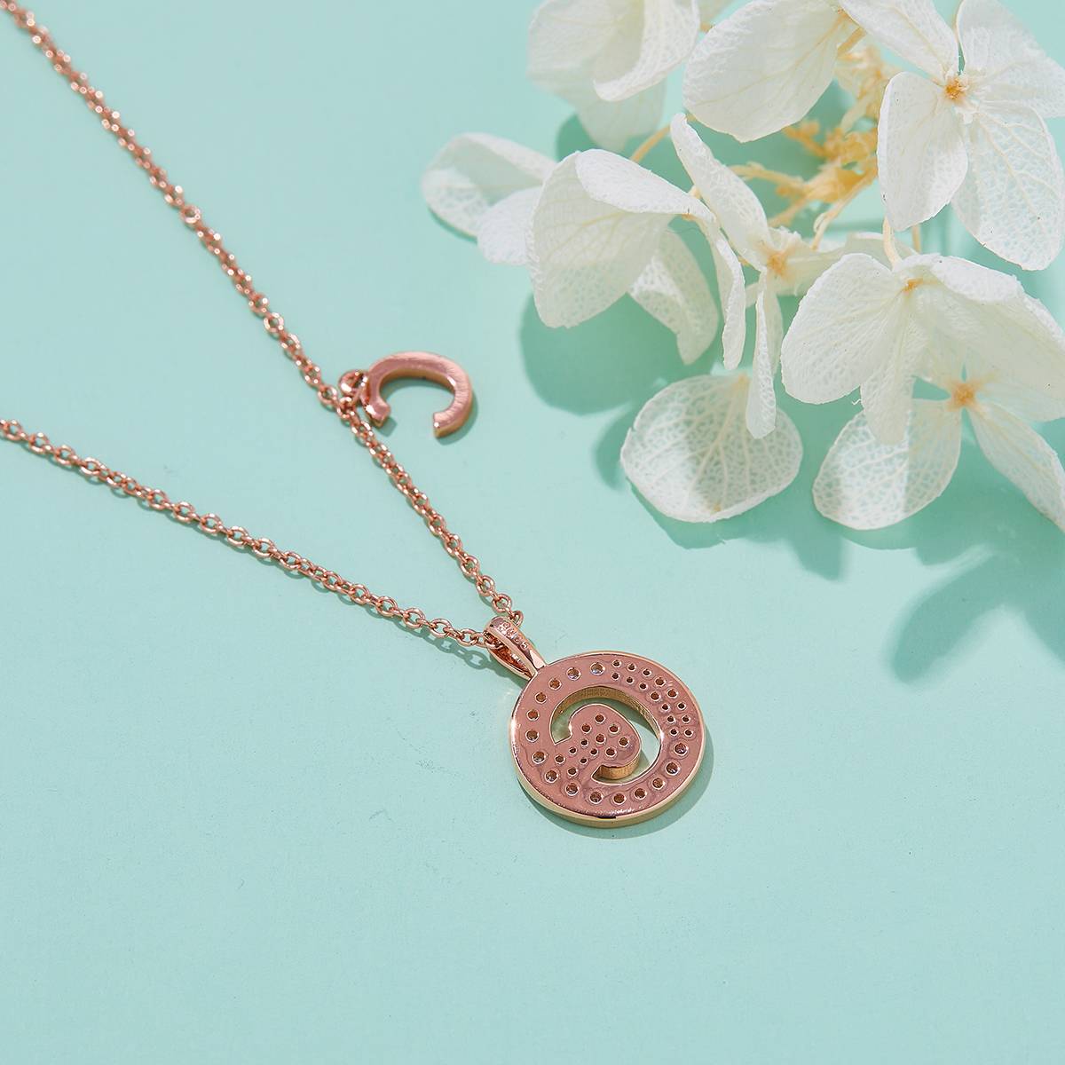 C pendant S925 silver plated rose gold Moissanite light luxury letter necklace